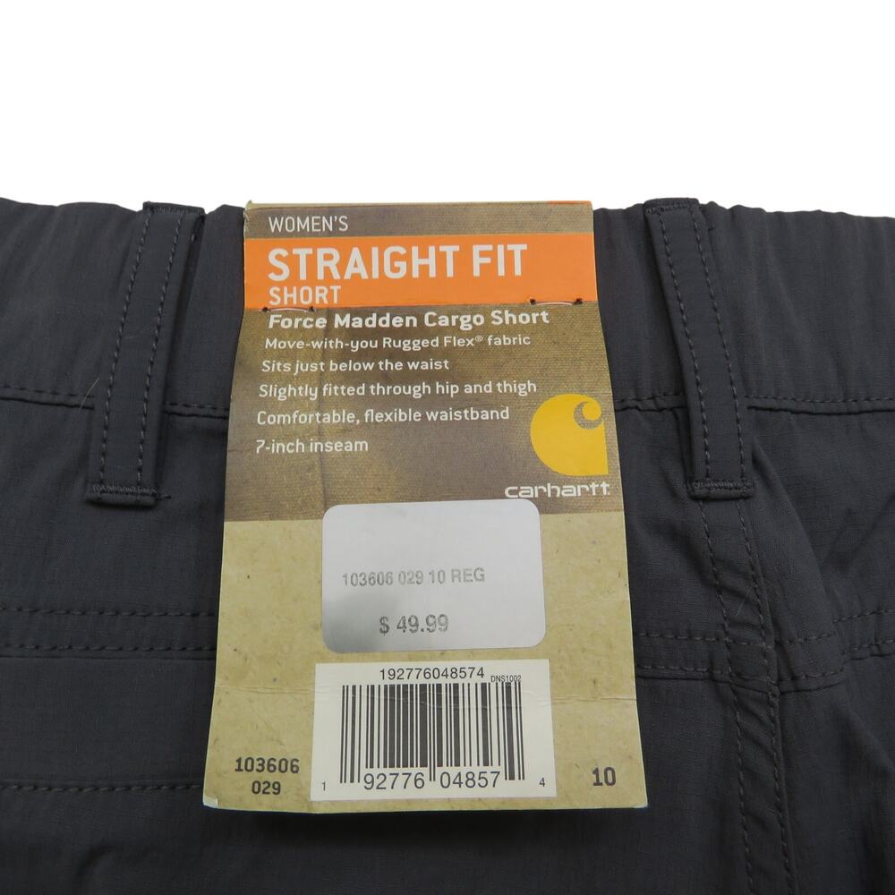 Carhartt Women's Straight Fit Force Madden Cargo Shorts 10 Charcoal Gray - Picture 3 of 9